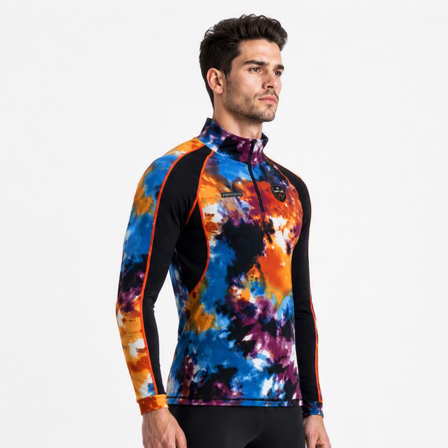 VMTR Camisetas de manga larga con media cremallera para hombre