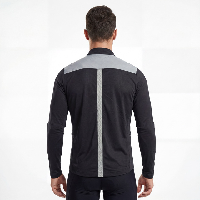 Chaqueta ciclista para correr con cremallera y panel reflectante