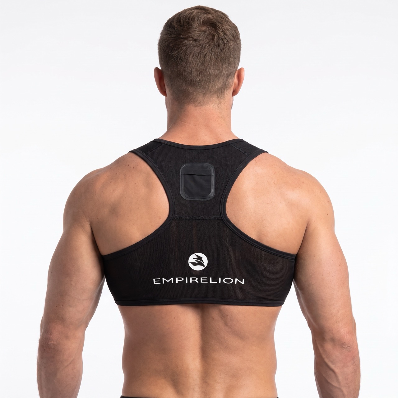 Chaleco deportivo de malla de secado rápido con espalda cruzada para hombre con bolsillo trasero antideslizante de silicona, se adapta a varios tamaños de Apple Watch para monitoreo de frecuencia cardíaca, para entrenamiento de fútbol y carrera