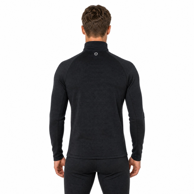 Camisetas térmicas de entrenamiento con media cremallera y forro polar interior teñido con paneles para hombre