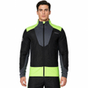 Chaqueta con ribetes fluorescentes y bloques de color acolchados para exteriores a prueba de viento para hombre