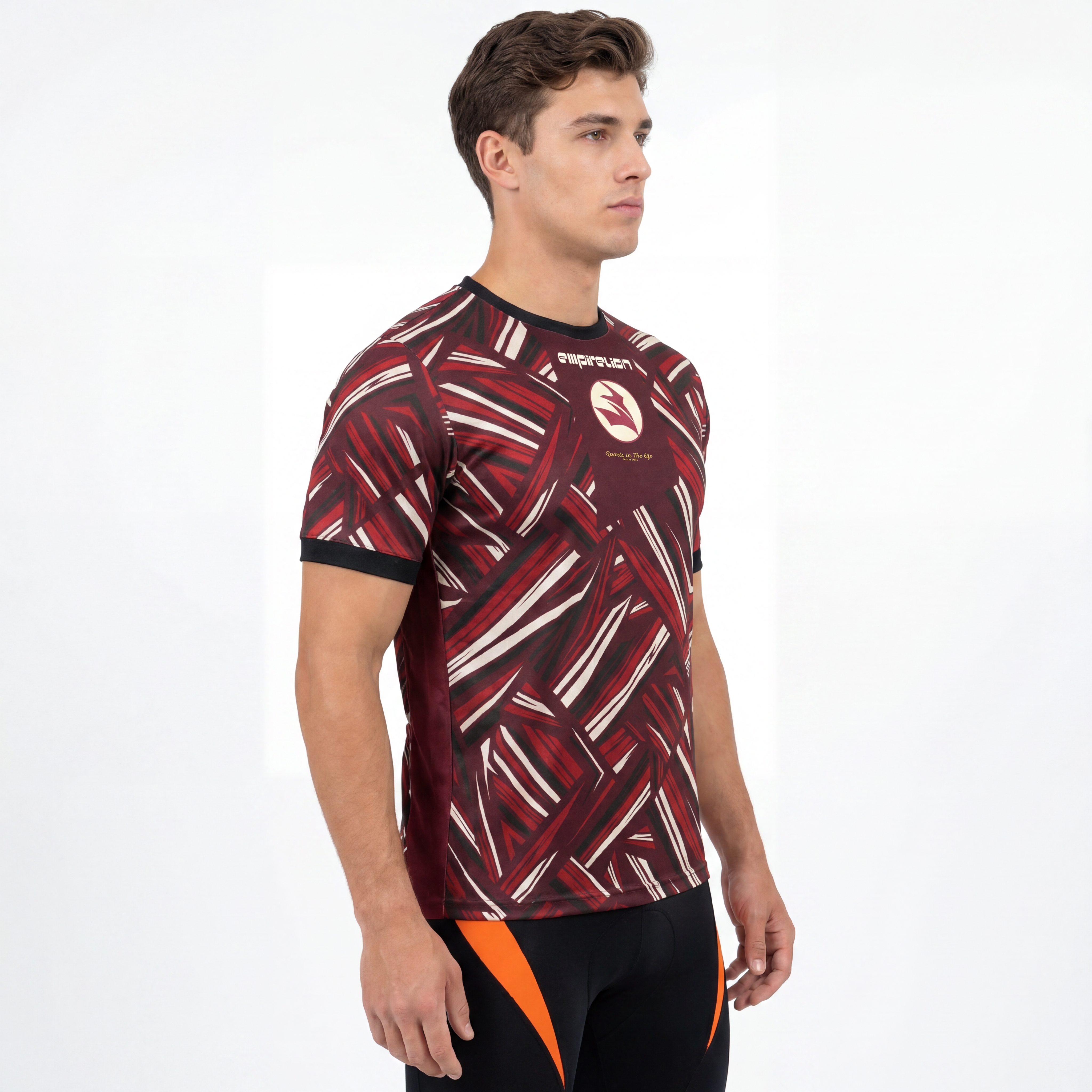 Camiseta deportiva con estampado completo y bloques de color para hombre