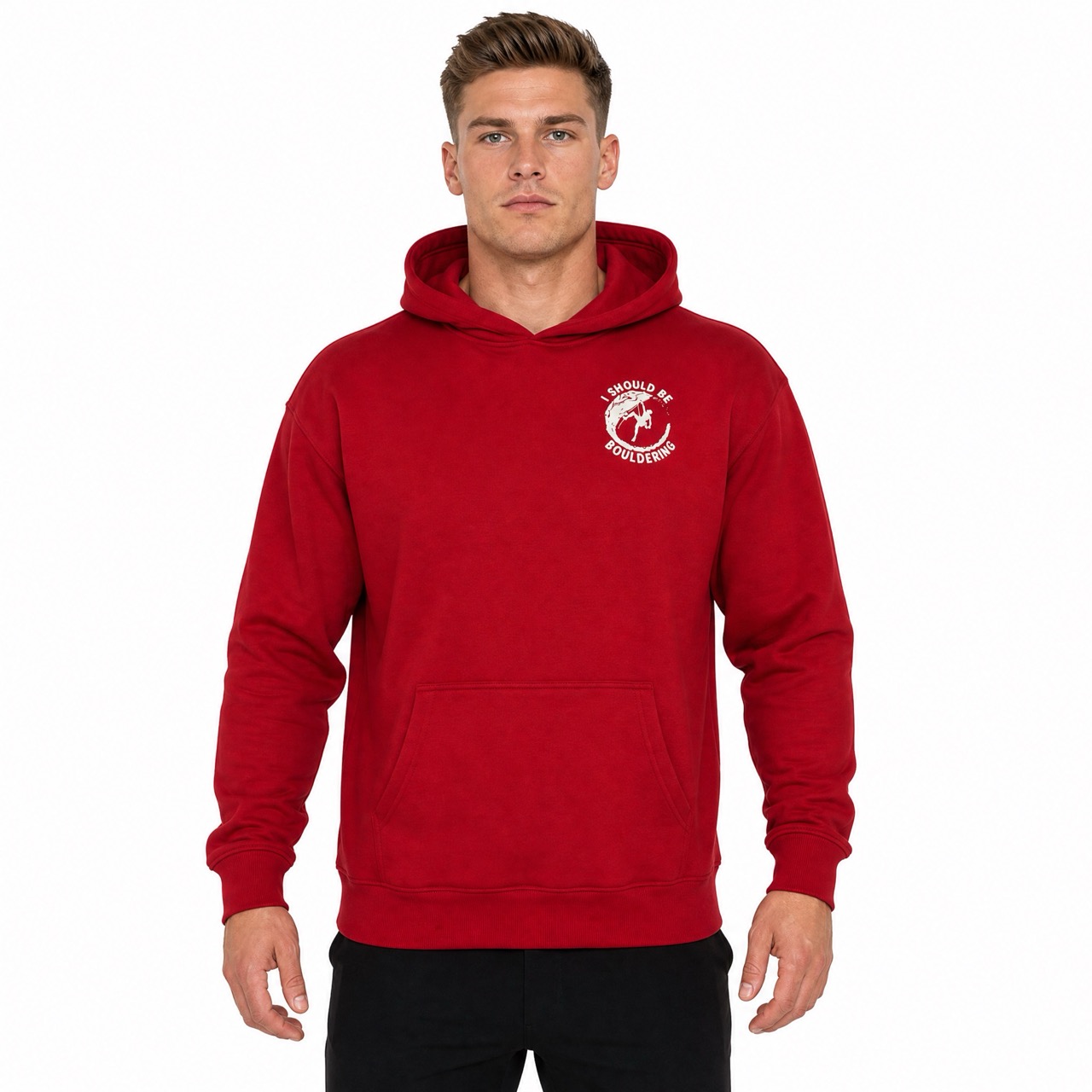 Sudadera con capucha y hombros descubiertos con estampado de escalada en roca para hombre