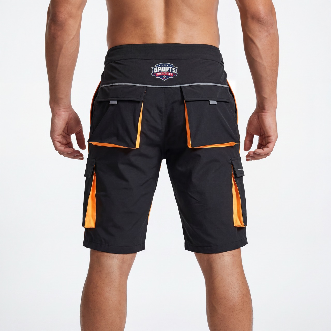 Pantalón corto deportivo informal con 7 bolsillos con cremallera para hombre