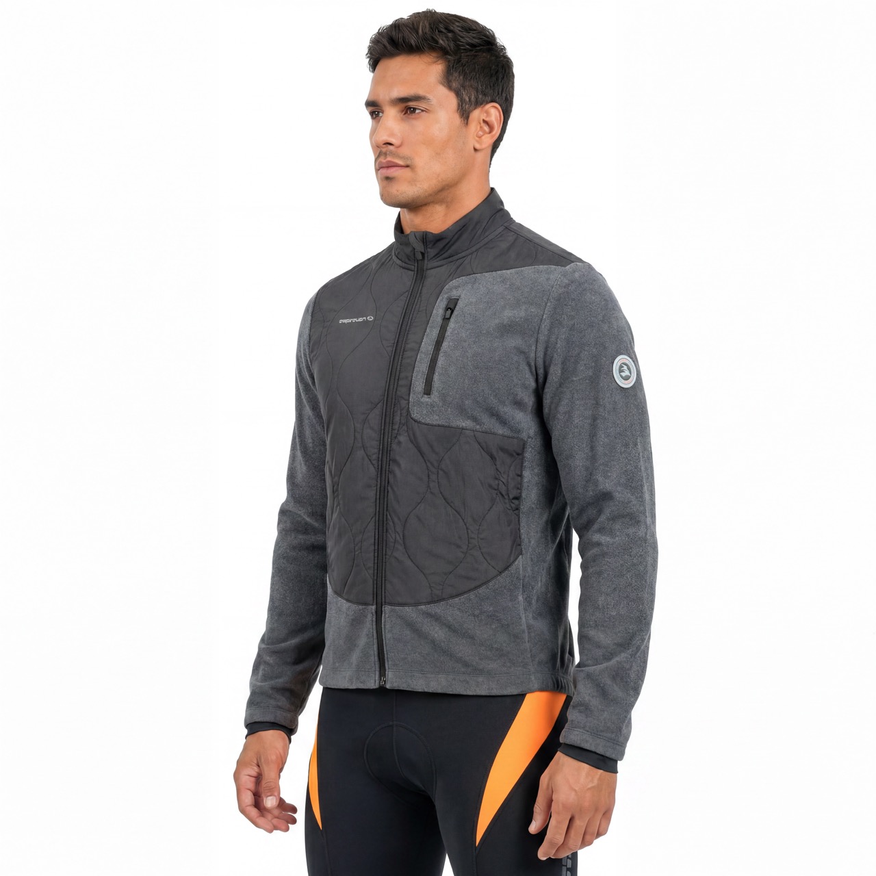 Chaqueta de ciclismo de forro polar cálido con paneles acolchados para hombre