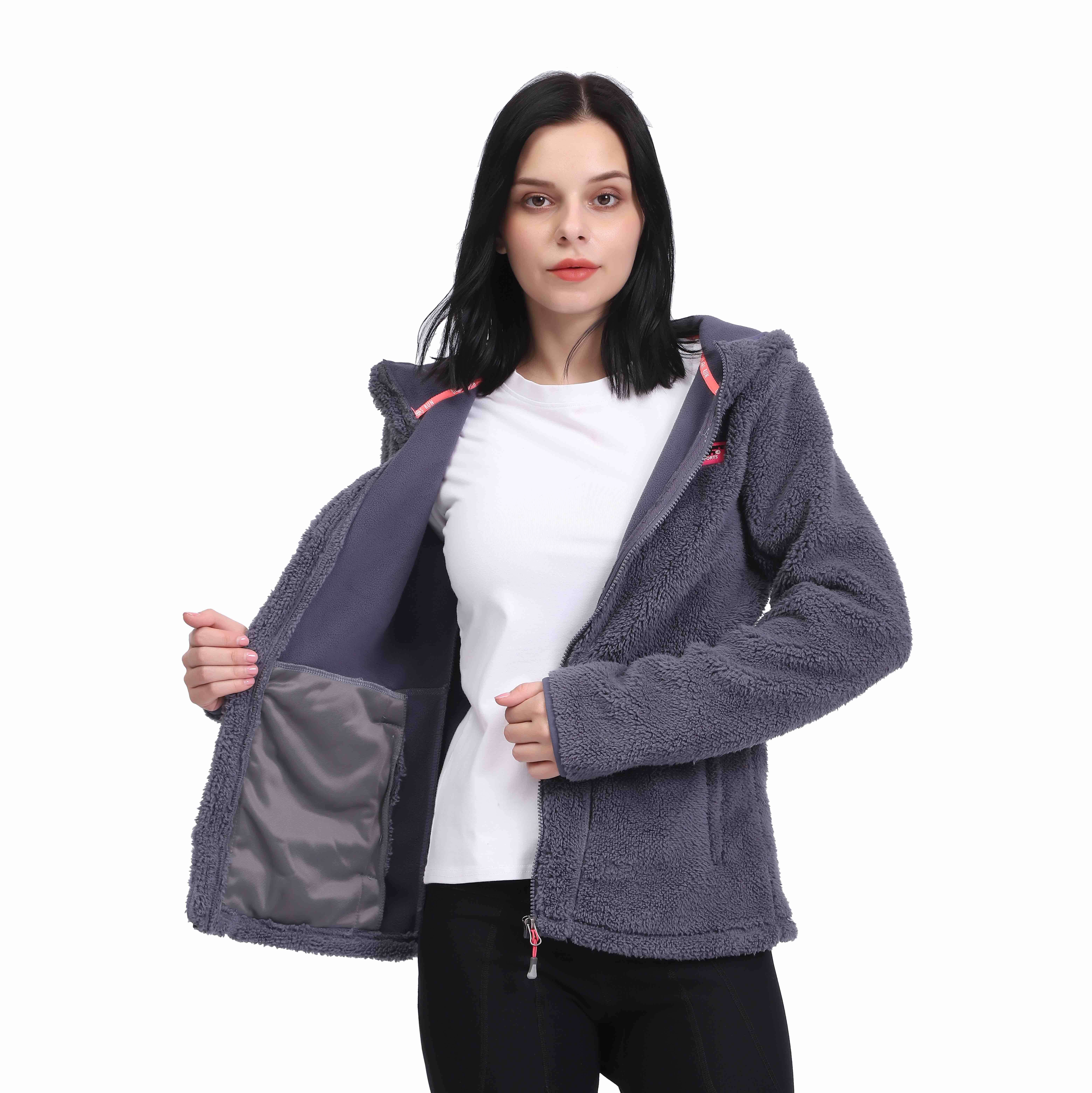 Chaqueta con capucha informal de forro polar Sherpa Fuzzy para mujer