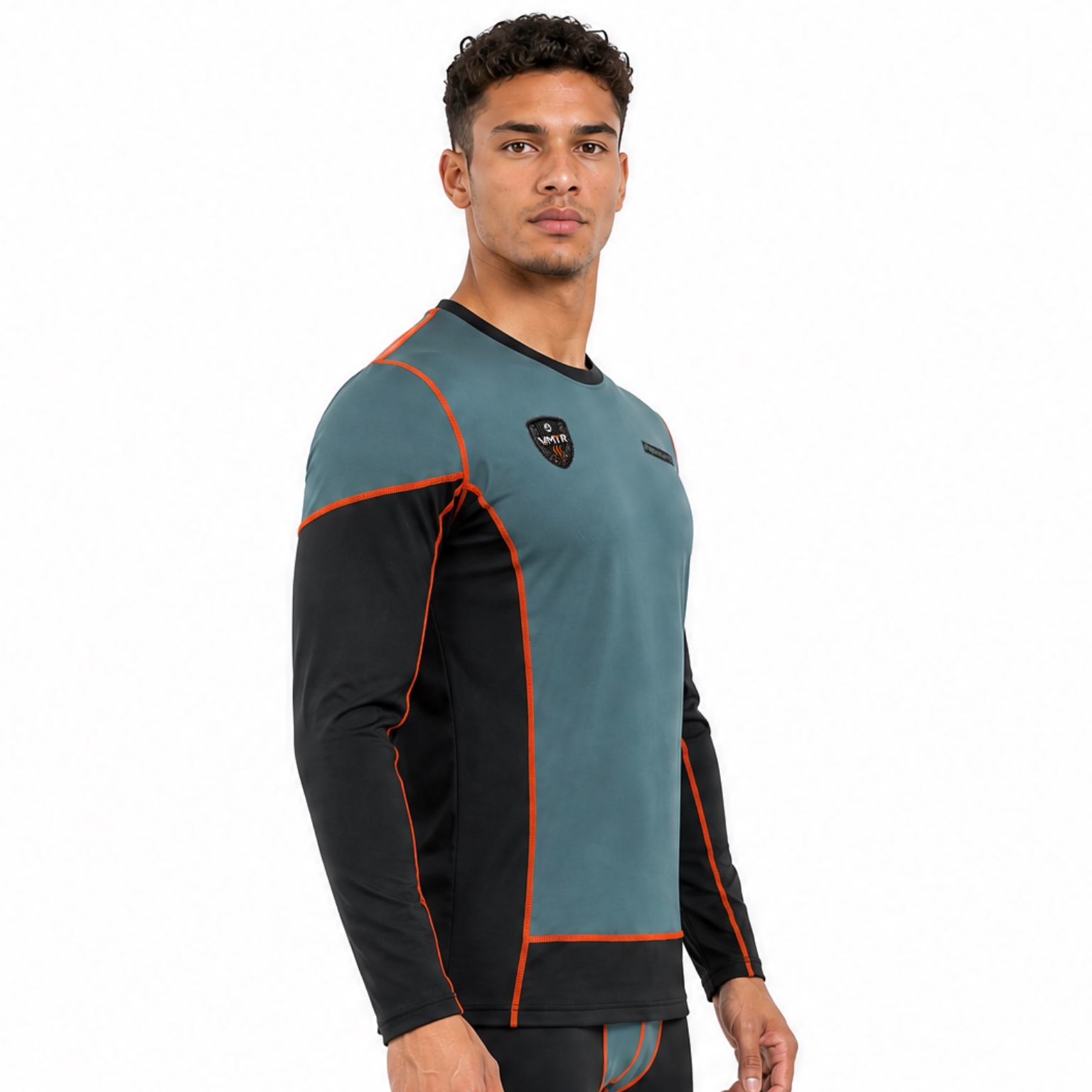 VMTR Camisetas de manga larga con capa base y bloques de color para hombre
