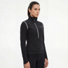 Chaqueta ciclista con ribetes reflectantes y cuello alto para mujer