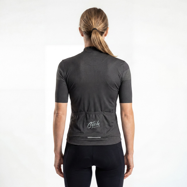 Maillot ciclista de manga corta con estampado reflectante para mujer