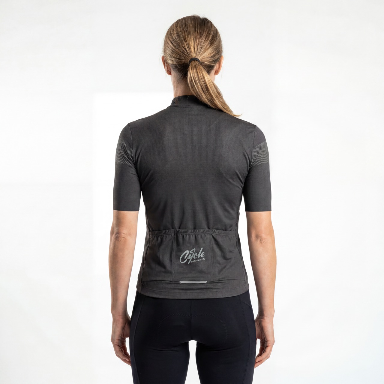 Maillot ciclista de manga corta con estampado reflectante para mujer