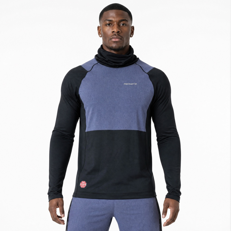 Camiseta interior con cuello vuelto alto a prueba de viento para hombre