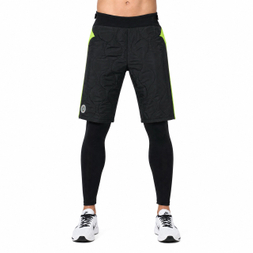 Pantalón de cintura ajustable 2 en 1 con bloque de color acolchado para exteriores a prueba de viento para hombre
