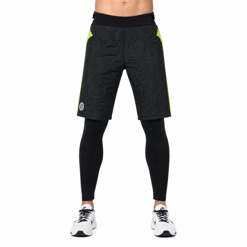 Pantalón de cintura ajustable 2 en 1 con bloque de color acolchado para exteriores a prueba de viento para hombre