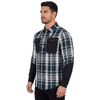 Camisas de senderismo con yugo con agujeros y corte láser a cuadros teñidos en hilo para hombre