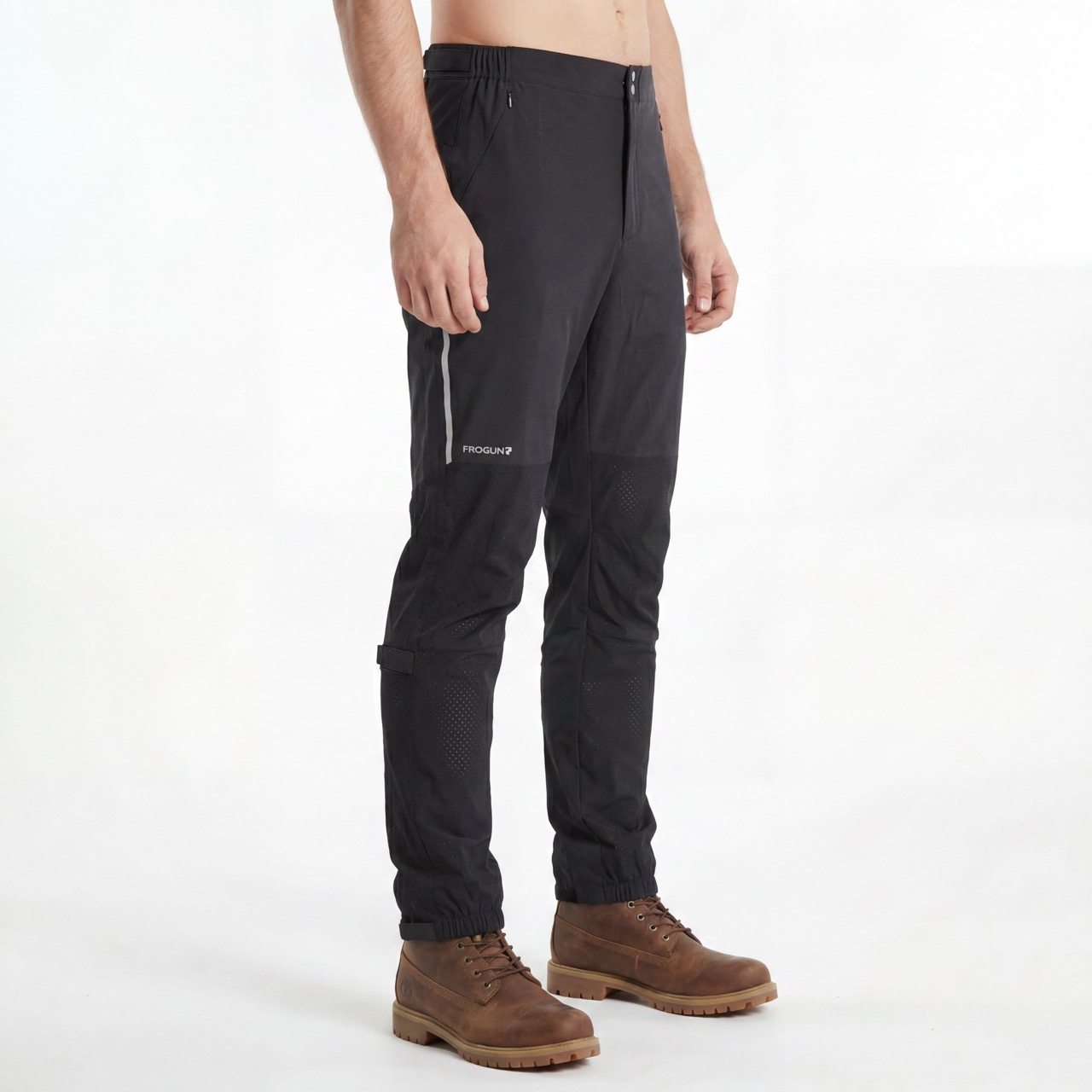 Pantalón activo transpirable con panel de malla ligero con agujeros láser para hombre