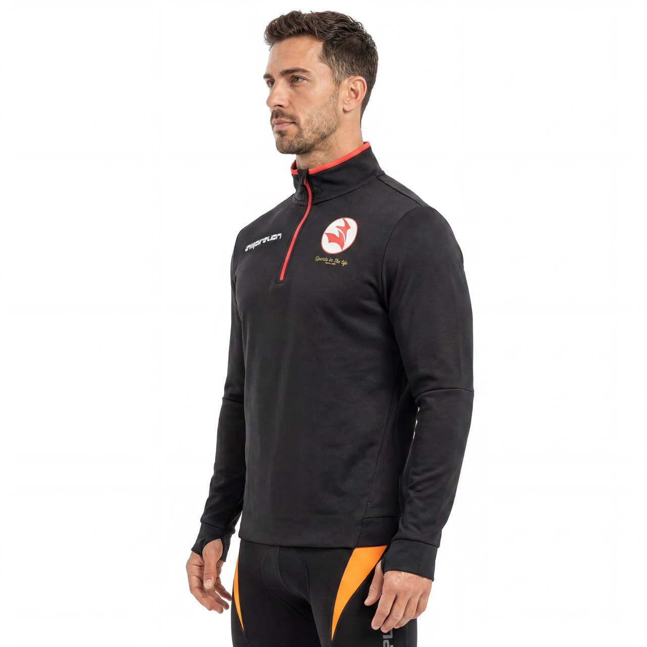Tops tipo jersey deportivos con ribete de ribete y media cremallera para hombre