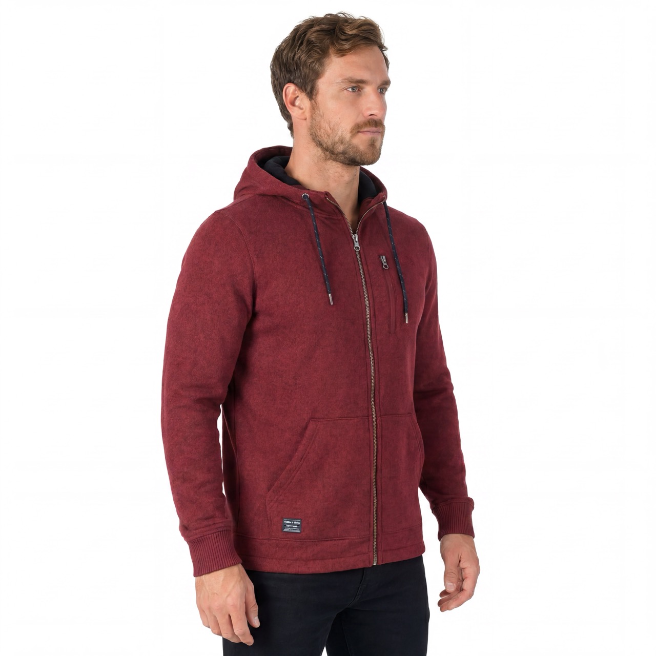 Sudadera con capucha y cremallera para hombre, acogedora, térmica, resistente al viento, escalada, senderismo