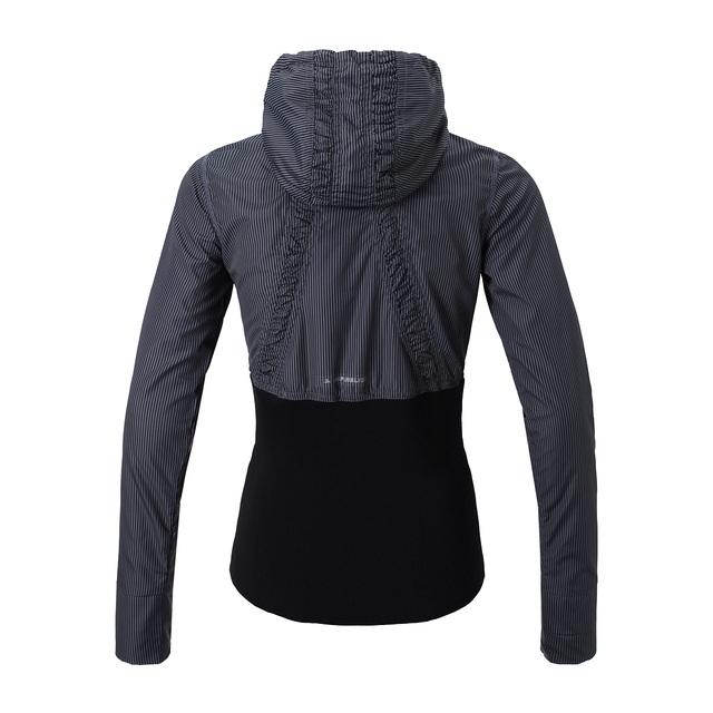 Chaquetas con capucha y dobladillo acanalado con cremallera completa y estampado de rayas para mujer