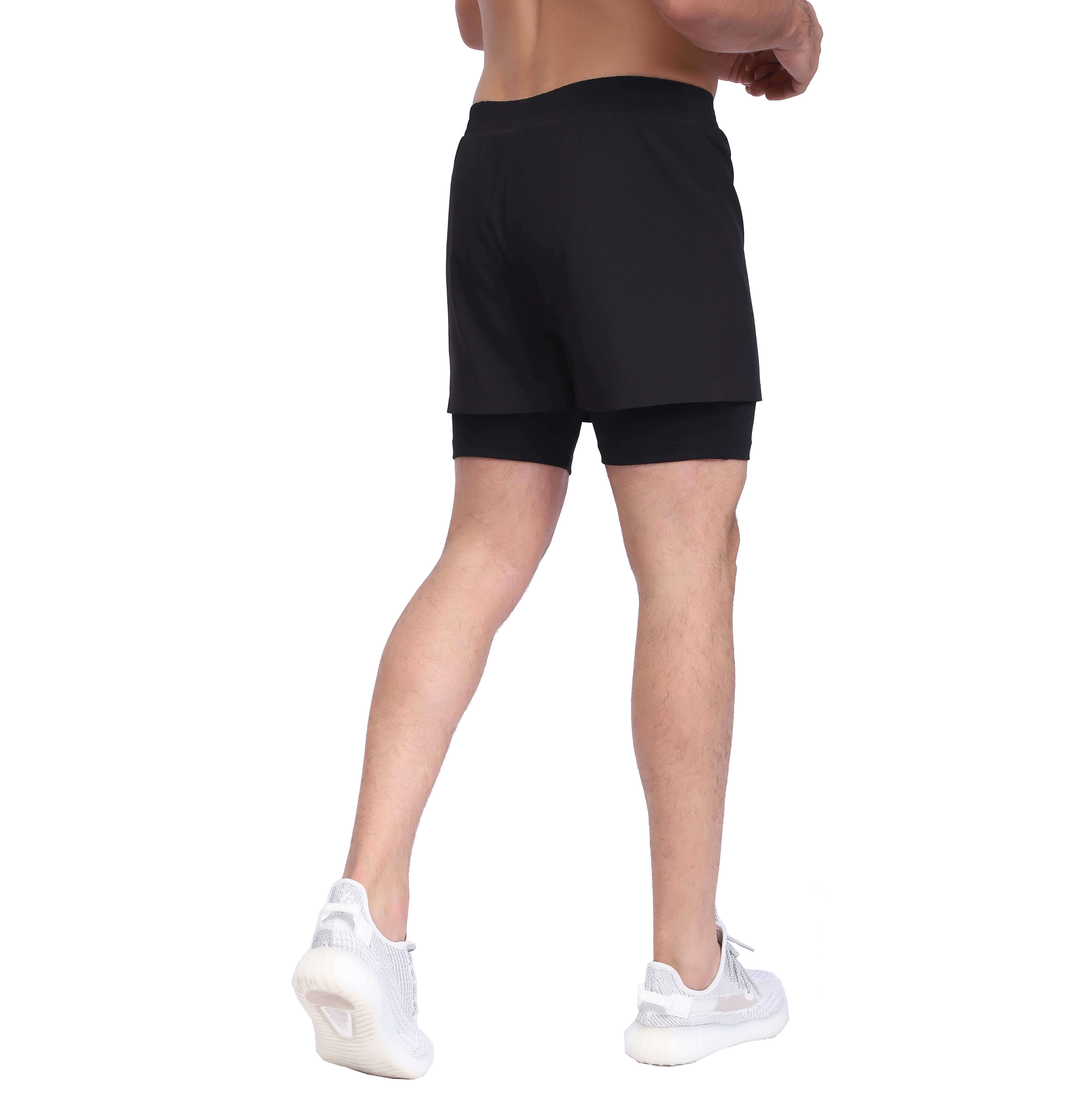 Entrenamiento para hombres 2 en 1 que dirige pantalones cortos de entrenamiento de gimnasio liviano de gimnasio