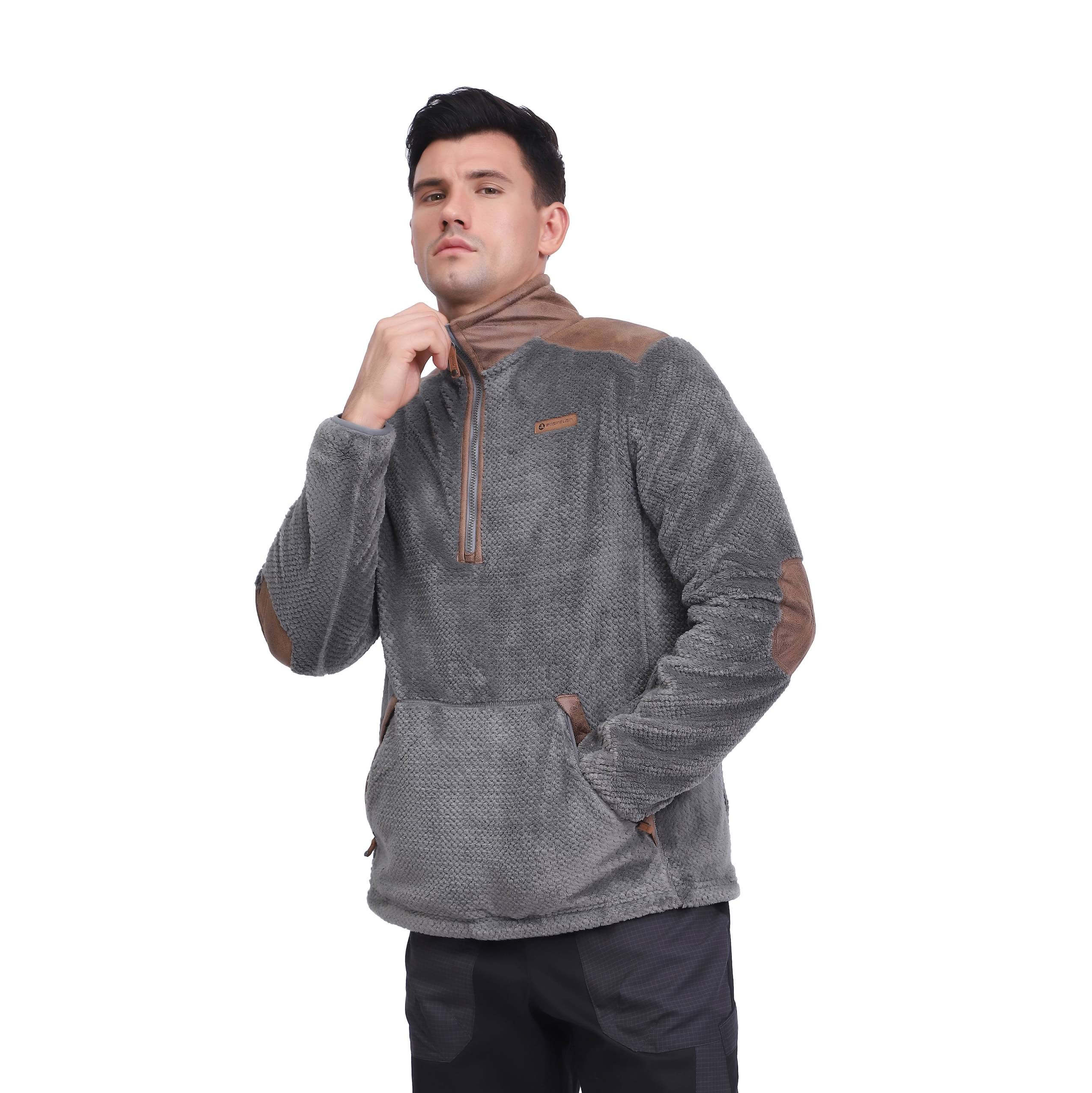 Piña para hombres Jacquard Shaggy Fleece Half Zipper Jackets Termal Top