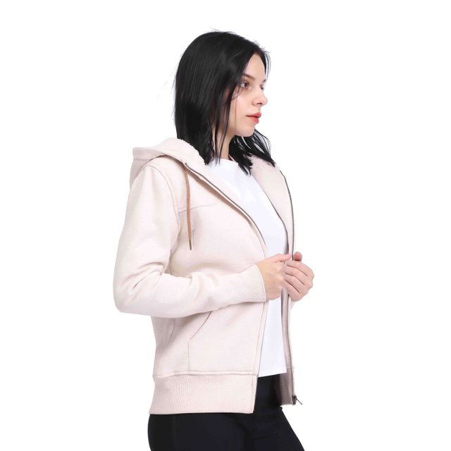 Mujeres Sherpa forrada con cremallera sudadera con capucha termal