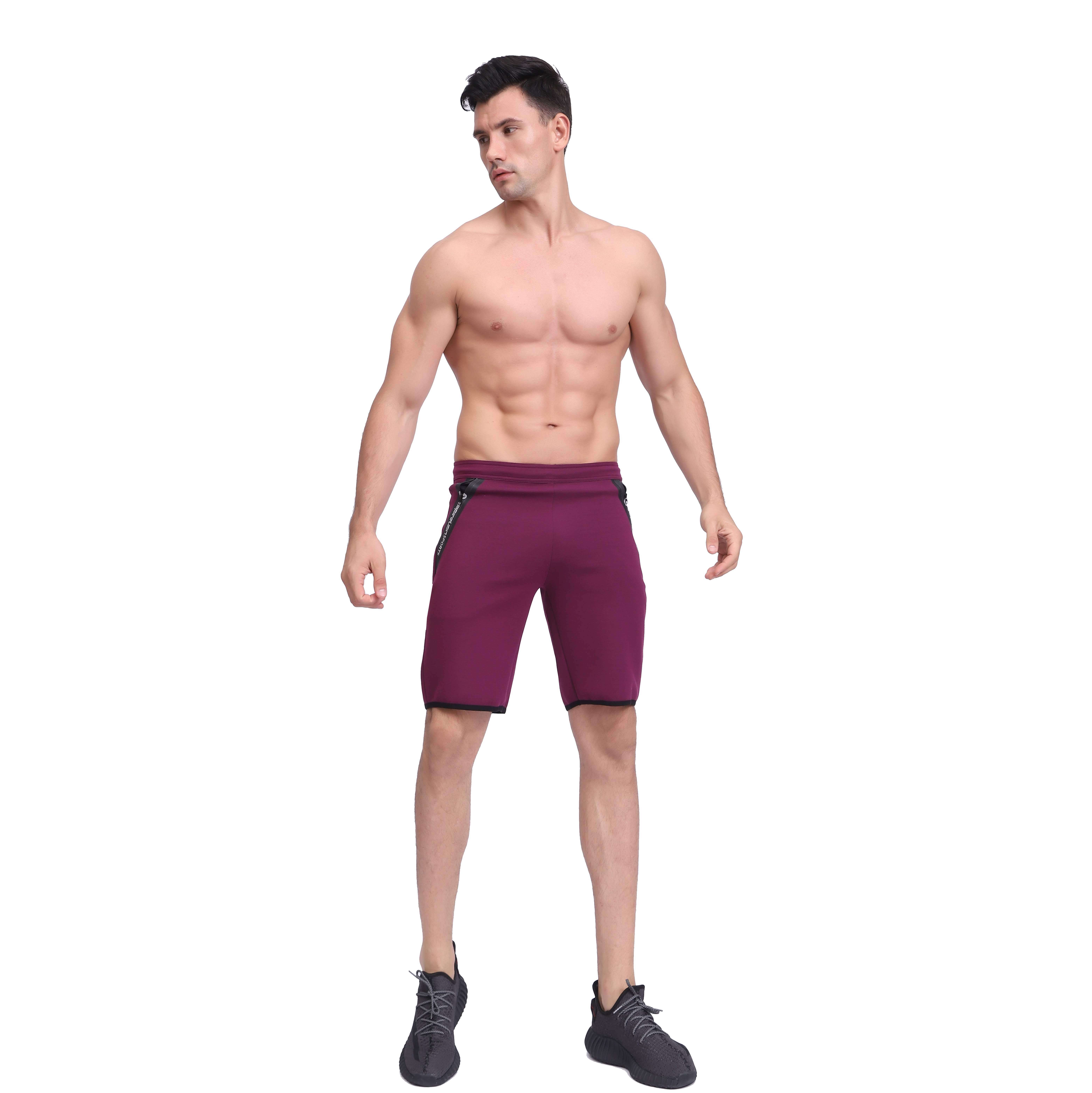 Bolsillos con cremallera elástica de la cintura para hombres pantalones cortos deportivos pantalones cortos
