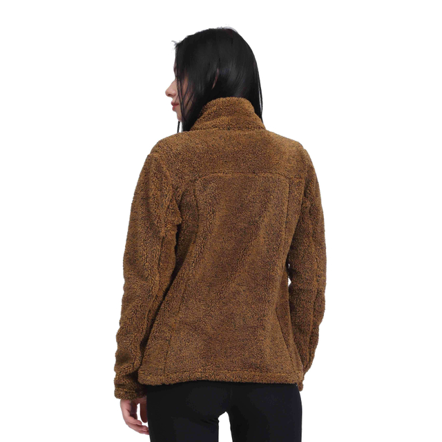 Chaqueta cálida cortavientos con cremallera y cuello alzado de piel sintética para mujer