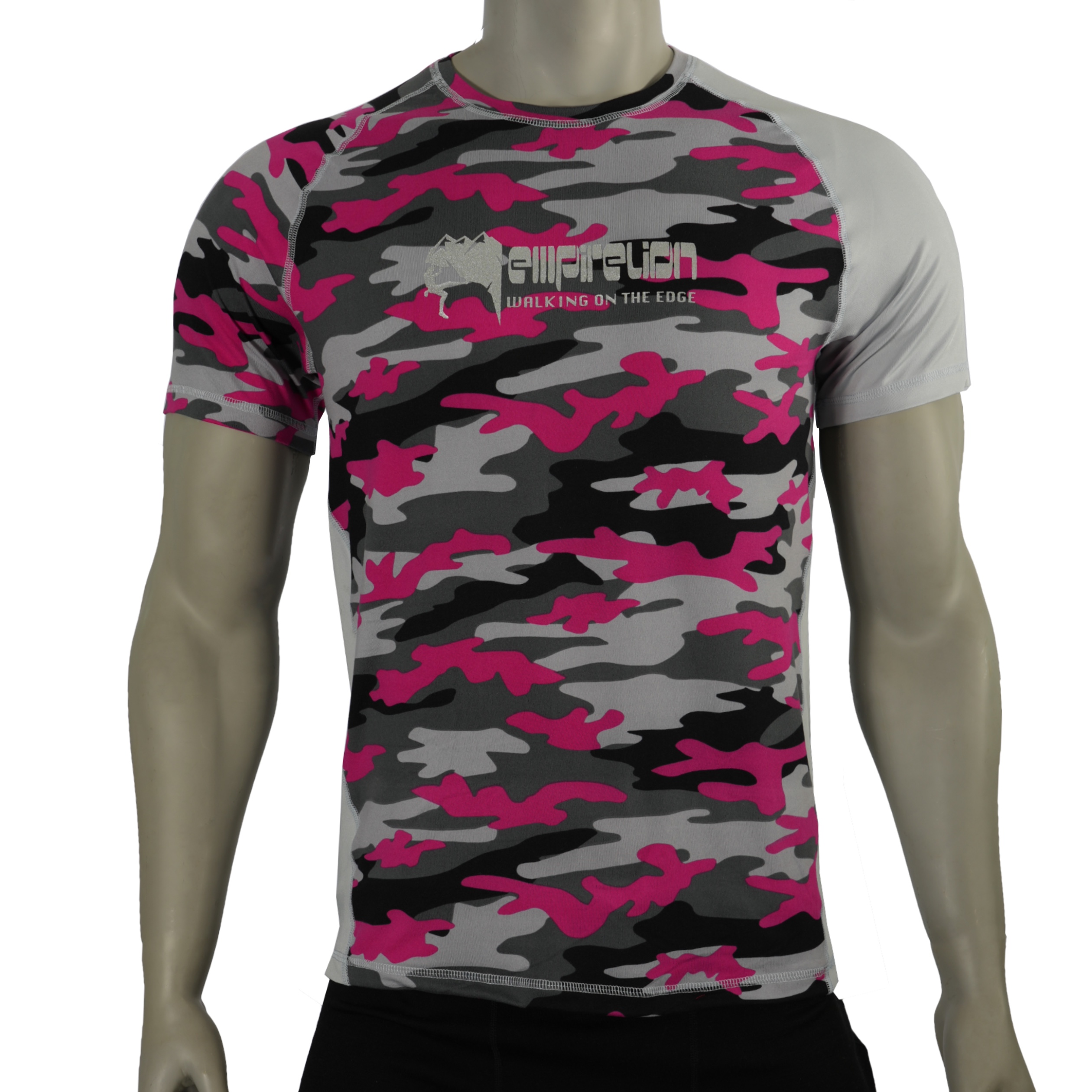 Camiseta de entrenamiento atlético impreso de camuflaios de roca para hombres.