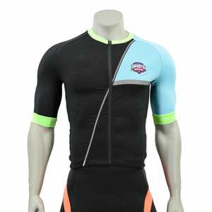 Adornos reflectantes raglan jersey de ciclismo de cuello alto de manga corta