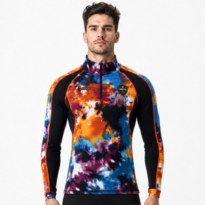 VMTR Camisetas de manga larga con media cremallera para hombre