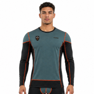VMTR Camisetas de manga larga con capa base y bloques de color para hombre