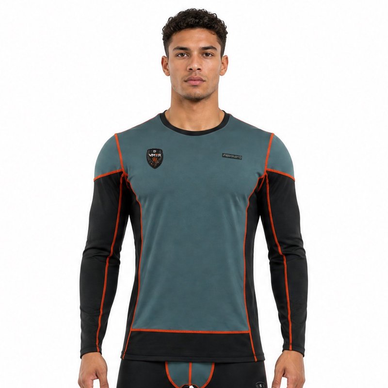 VMTR Camisetas de manga larga con capa base y bloques de color para hombre