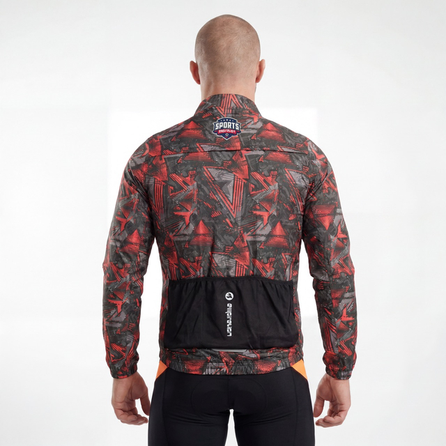 Chaqueta ciclista impermeable con ribete reflectante y estampado integral