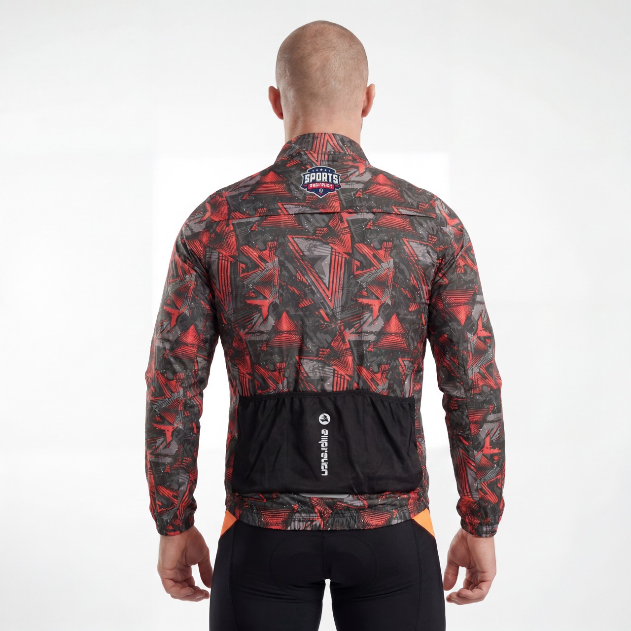 Chaqueta ciclista impermeable con ribete reflectante y estampado integral