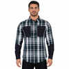 Camisas de senderismo con yugo con agujeros y corte láser a cuadros teñidos en hilo para hombre
