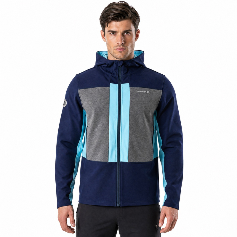 Chaqueta con capucha y cremallera para hombre, senderismo, montañismo, alpinismo, correr, color bloqueado