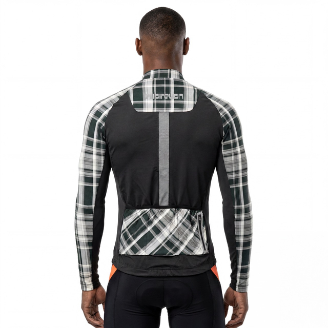 Jersey ciclista de manga larga a cuadros Yarndyed