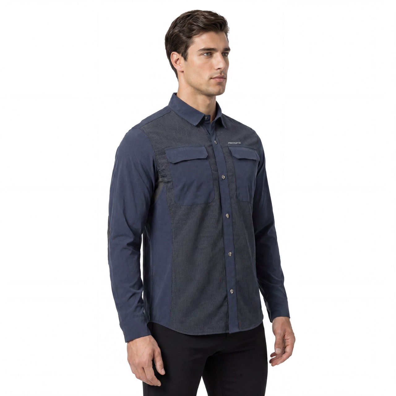 Camisas a rayas para hombre, senderismo, acampada, pesca, refrigeración, ventilación en espalda y axila, bolsillos tipo parche
