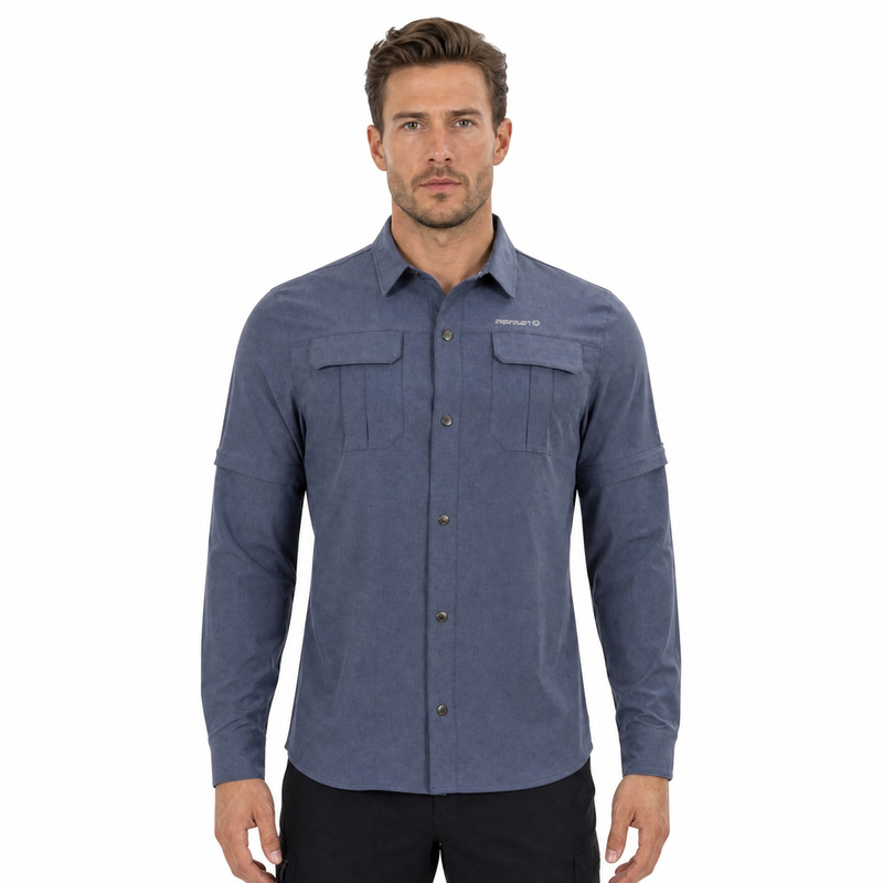 Hombre Trekking Senderismo Camping Pesca Caminar Manga Zip Off 2 en 1 Camisas