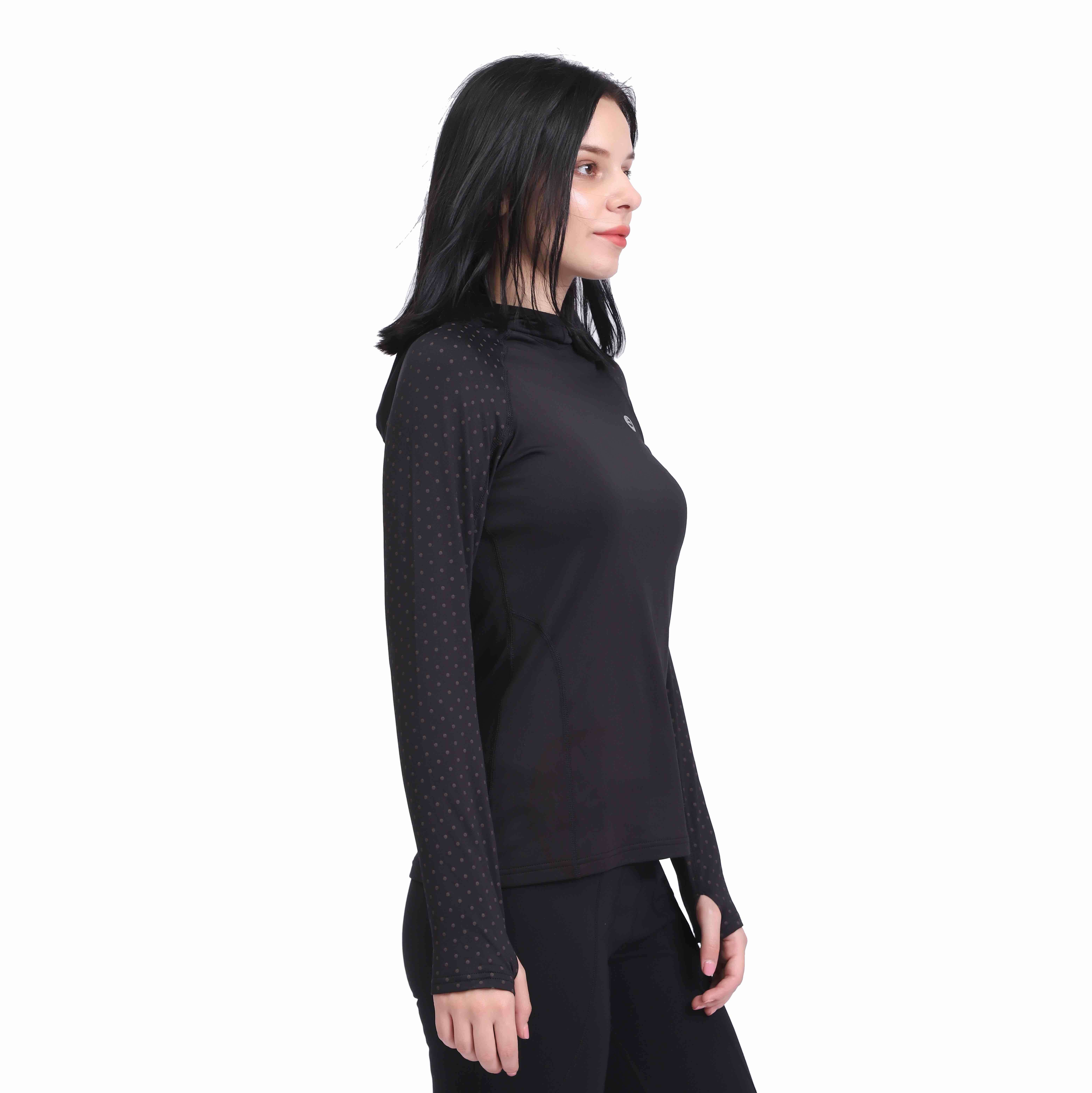 Ropa interior térmica para mujeres con capucha con capucha de manga larga forrada 