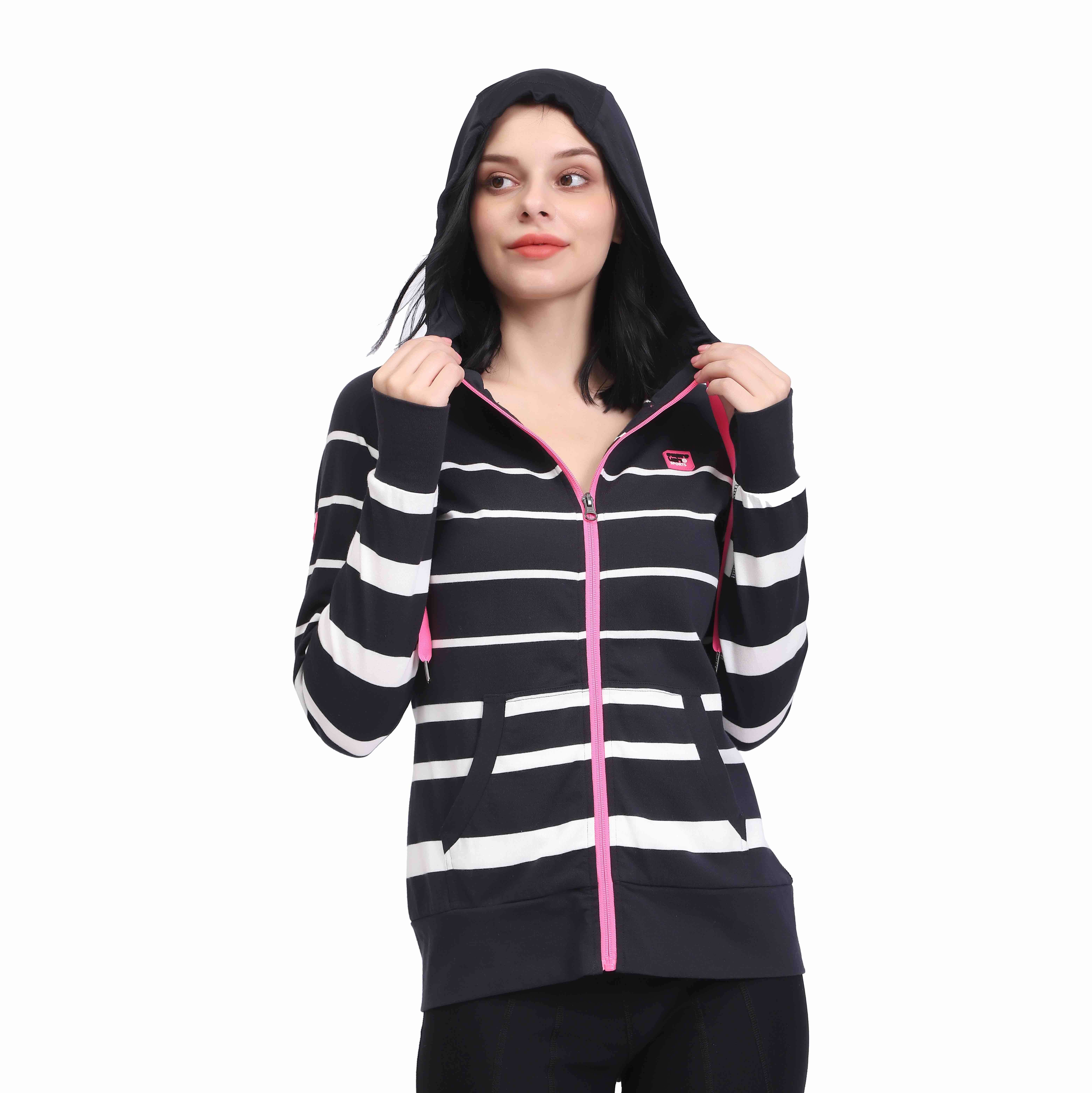 "Sudadera con capucha y cremallera ultrasuave para mujer Color Block Active"