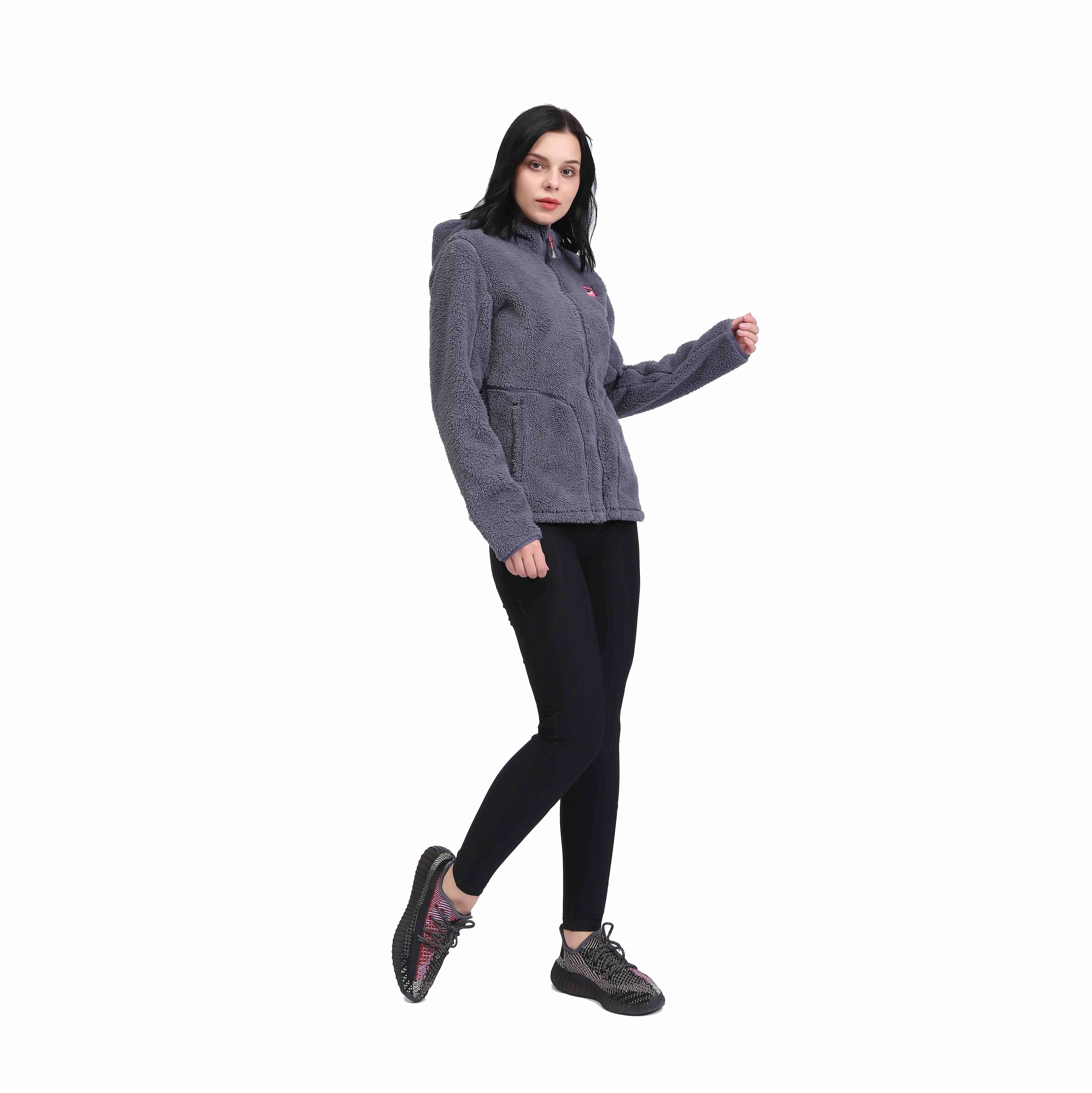 Chaqueta con capucha informal de forro polar Sherpa Fuzzy para mujer