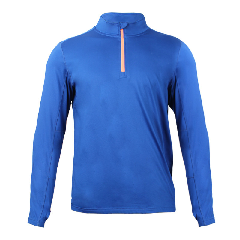 Camisetas deportivas informales de forro polar para hombre con media cremallera y manga larga para correr