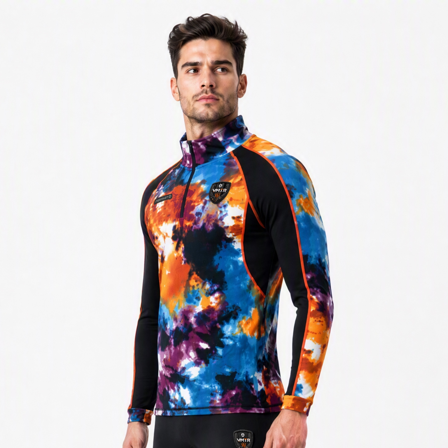 VMTR Camisetas de manga larga con media cremallera para hombre