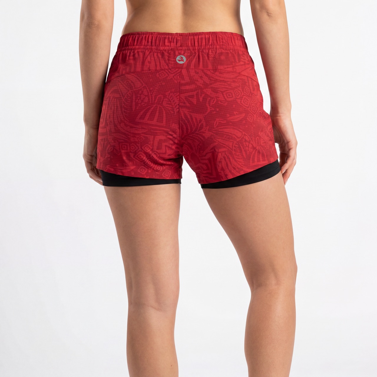 Pantalones cortos 2 en 1 para correr con estampado integral para mujer