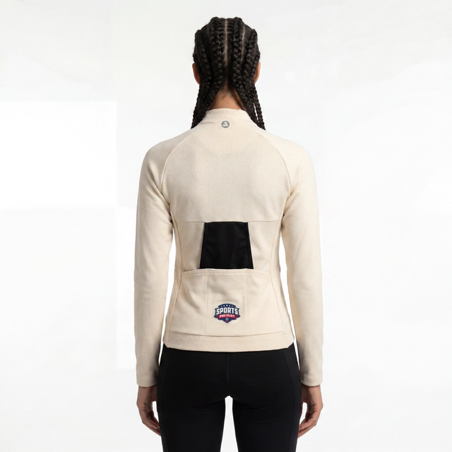 Chaqueta ciclista con ribete de malla y panel de manga Reglan para mujer