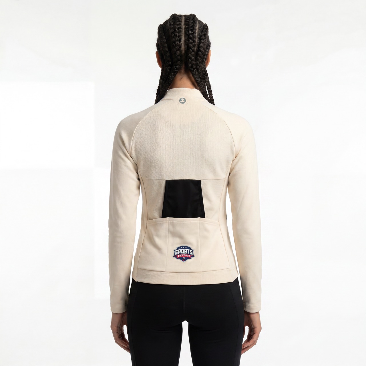 Chaqueta ciclista con ribete de malla y panel de manga Reglan para mujer