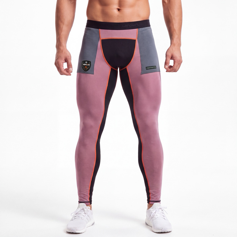 VMTR Pantalón tipo legging con capa base y bloques de color para hombre
