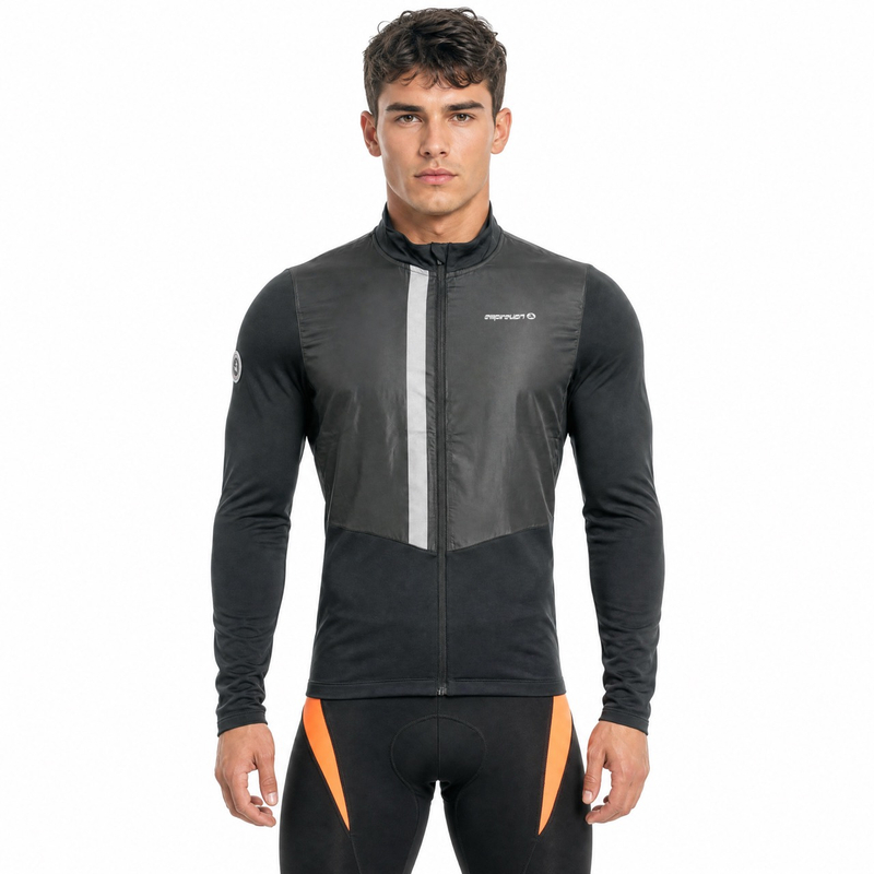 Chaqueta de ciclismo con ribetes reflectantes a prueba de viento para hombre