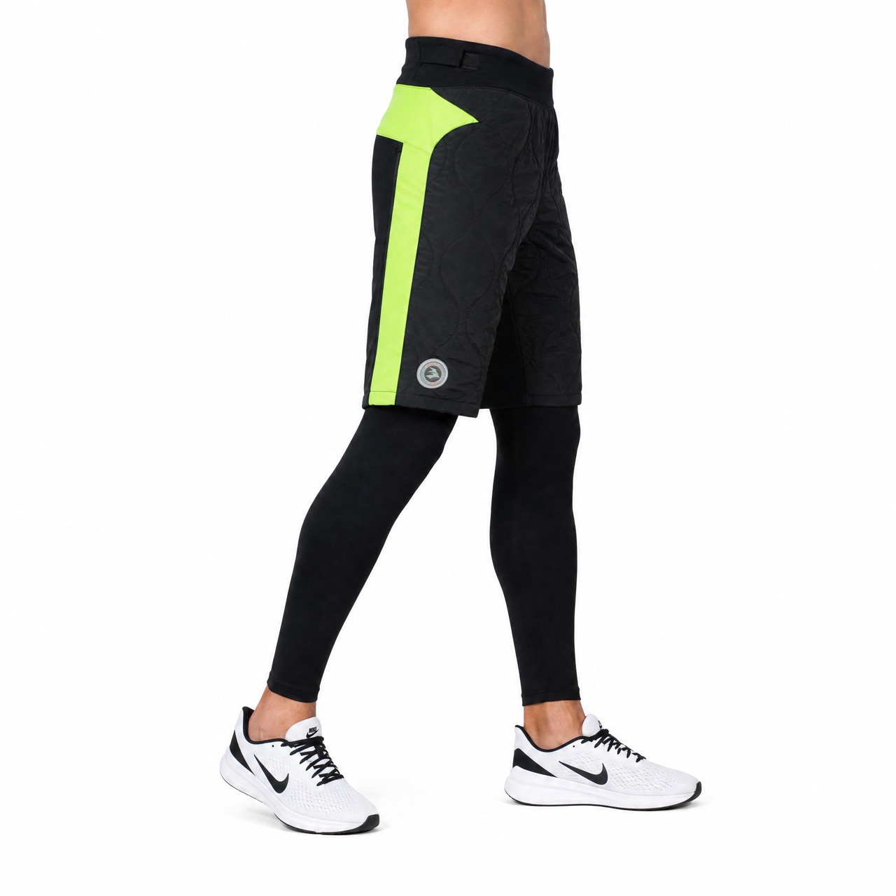 Pantalón de cintura ajustable 2 en 1 con bloque de color acolchado para exteriores a prueba de viento para hombre